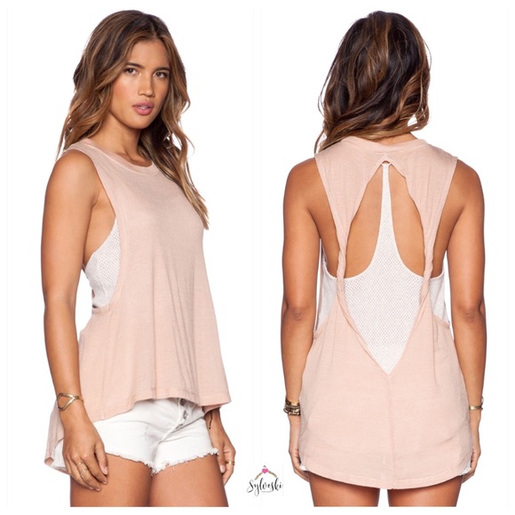 🆕 Free People Peach Twisted Back Tank Combo - Picture 2 of 7